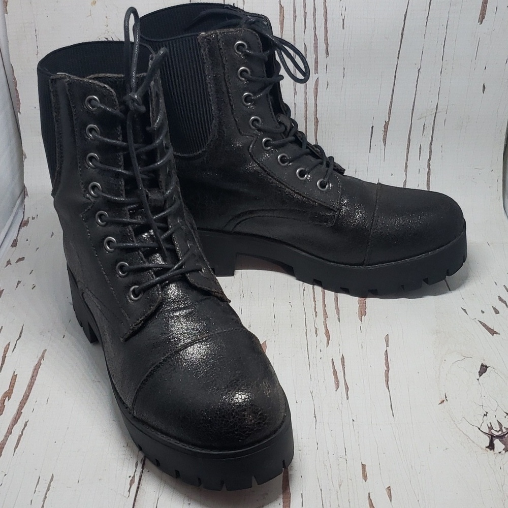 Sevent jadon 8 hell very dark brown crackle leather combat boots